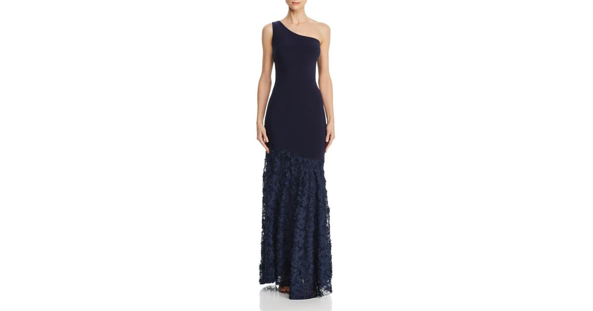 aqua floral applique gown