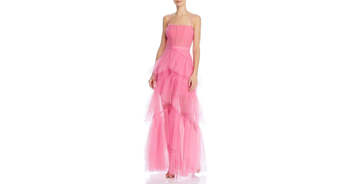 BCBGMAXAZRIA Corset Tulle Gown in Pink Rose