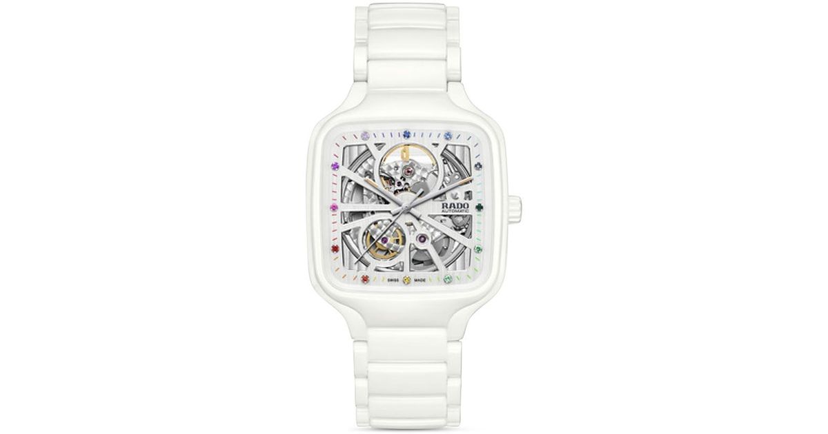 White Rado Mamba Rado True Square Automatic Open Heart Watch, 38Mm X 44Mm in White | Lyst