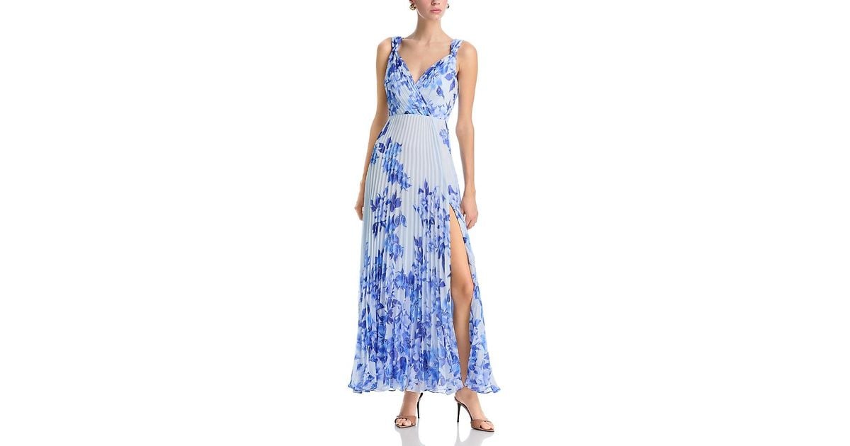 aqua pleated floral dress Aquata Floral Pleated Maxi Dress Klutch