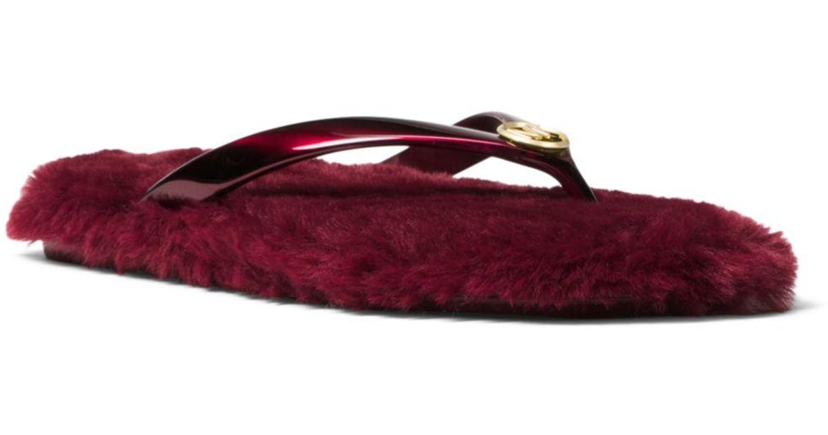 michael kors fur flip flops