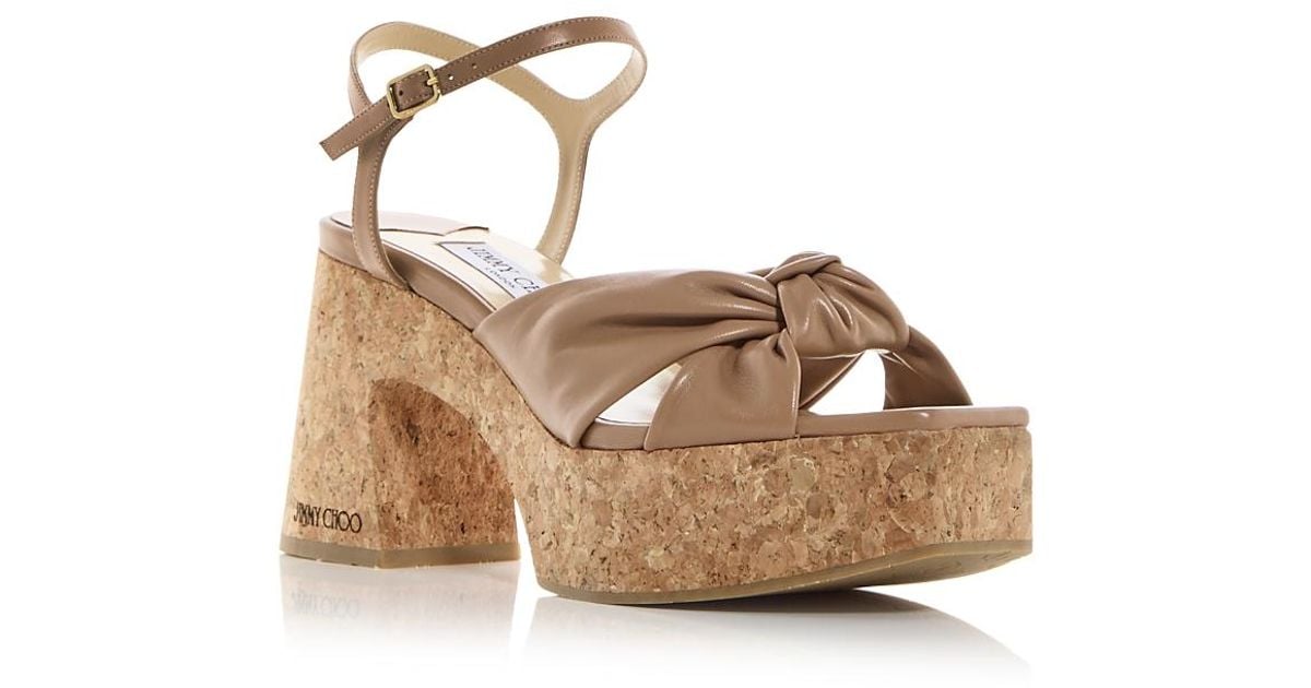 Jimmy Choo Heloise 95 Platform Wedge Sandals in Metallic | Lyst
