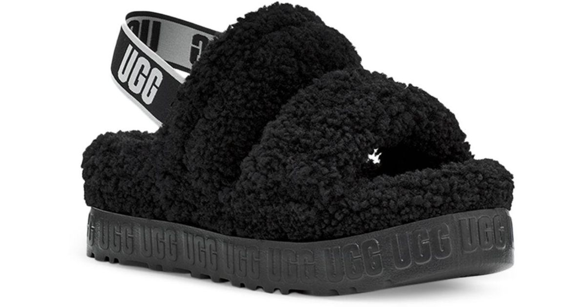 UGG Fur Oh Fluffita Slingback Sandals in Black Lyst