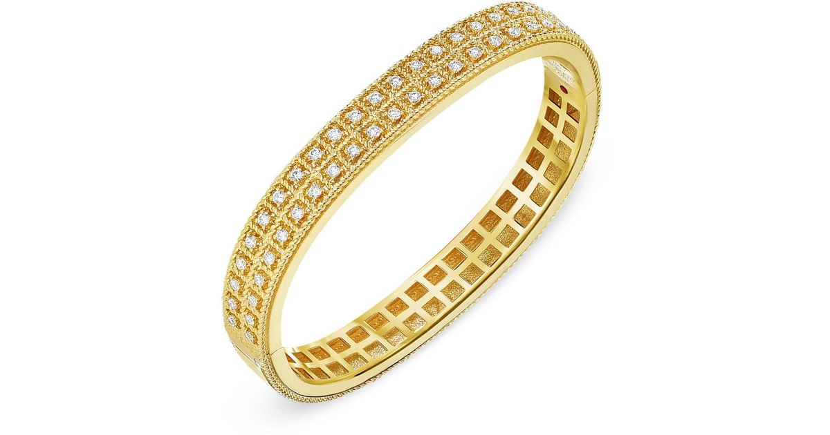 Roberto Coin Synthetic 18k Yellow Gold Byzantine Barocco Diamond Bangle  Bracelet in Metallic - Lyst