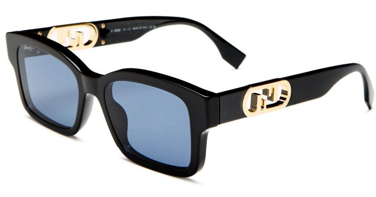 Fendi O'lock Rectangular Sunglasses in Black/Blue (Blue) | Lyst
