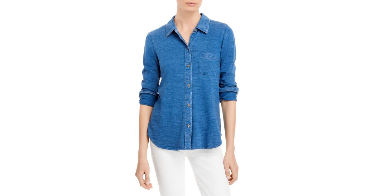 Faherty Cotton Knit Seasons Shirt in Blue | Lyst