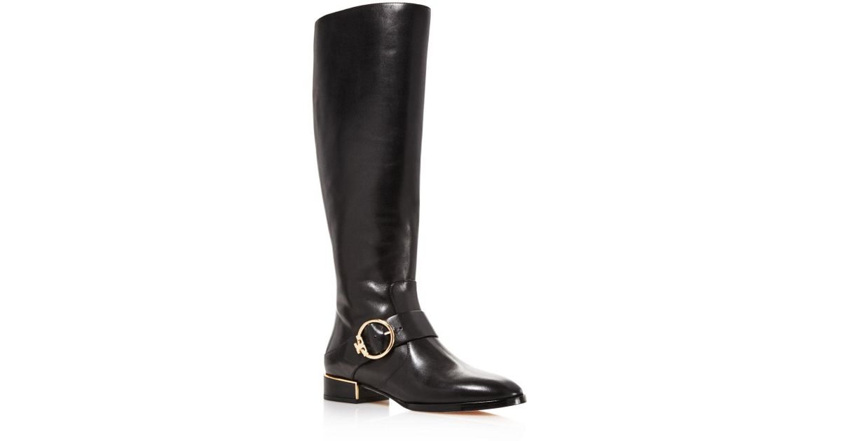 tory burch black riding boot