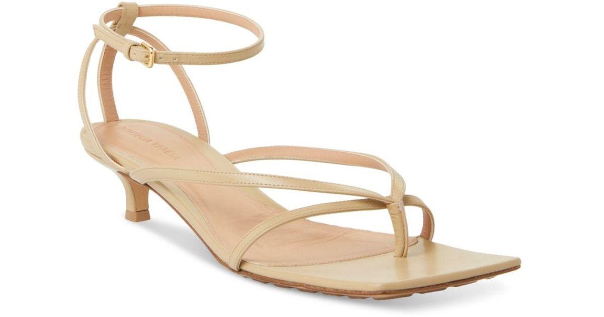 Bottega Stretch Ankle Strap Kitten Heel Sandals in Natural Lyst