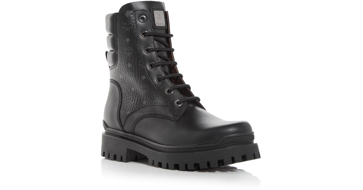 MCM Visetos Combat Boots in Black for Men | Lyst