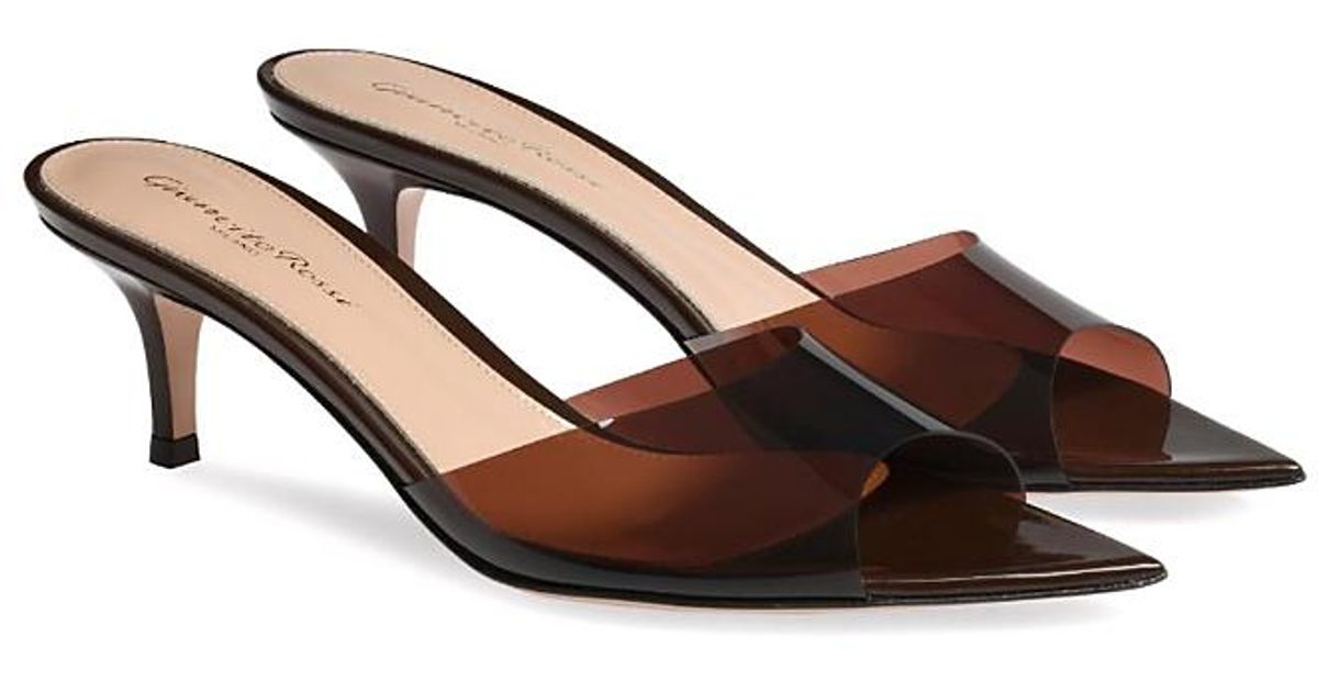 【関税込み】Gianvito Rossi ブラウン Elle 55 ミュール Elle 55 TPU and patent leather mules in brown - Gianvito