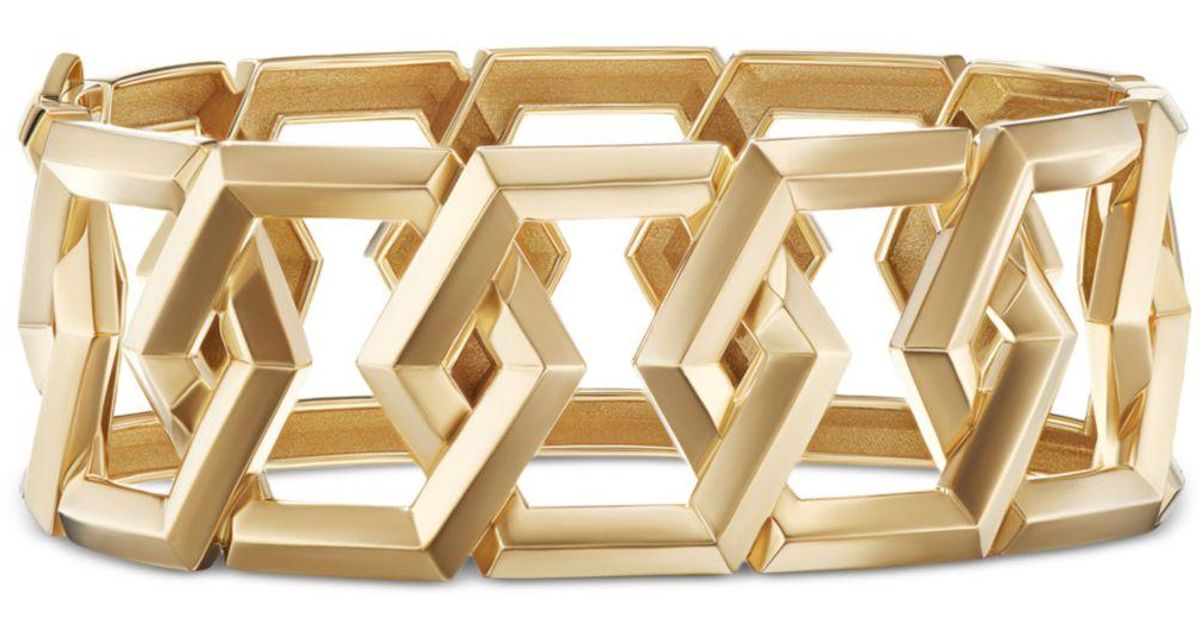 David Yurman 18k Yellow Gold Carlyle Hexagon Link Bracelet in Metallic