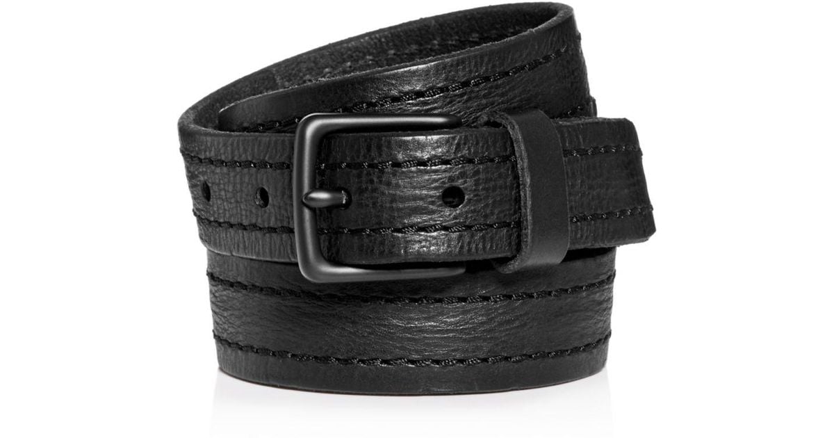 AllSaints Men's Distressed Leather Belt in Black for Men - Lyst