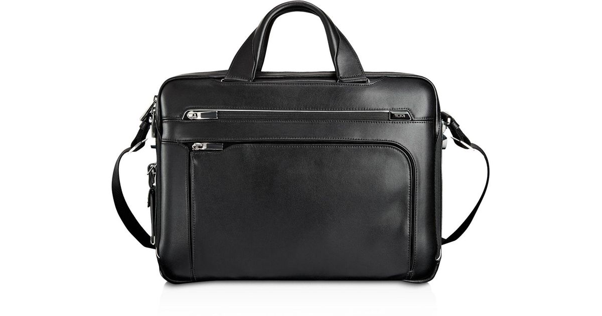 Tumi Arrive Sawyer Leather Briefcase in Black for Men | Lyst