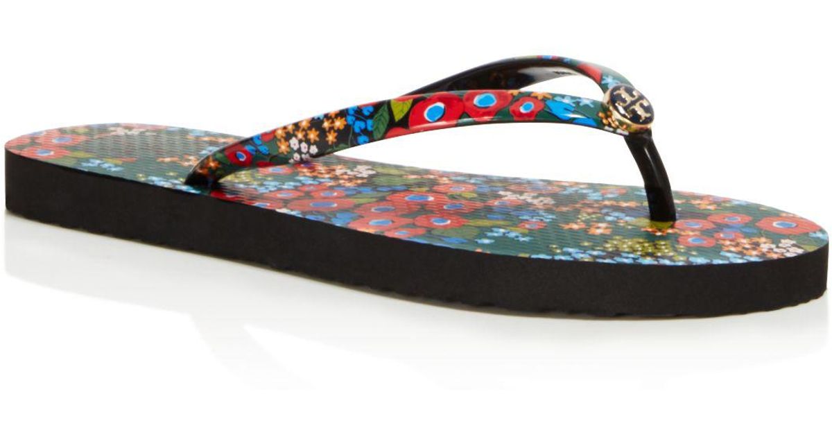 tory burch printed thin flip flops