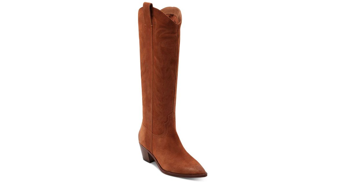 Dolce Vita Suede Women's Solei Western Tall Boots in Brown Lyst