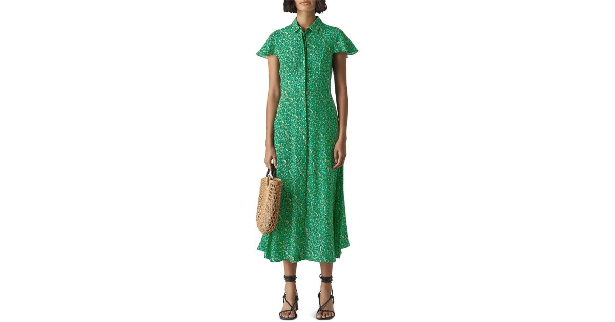 whistles ditsy green dress