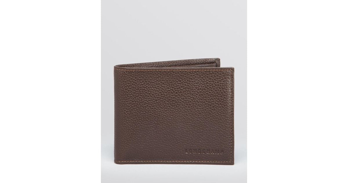 Longchamp Brown Le Foulonné Bifold Wallet With Coin Pouch for men Longchamp Brown Le Foulonné Bifold Wallet With Coin Pouch for men