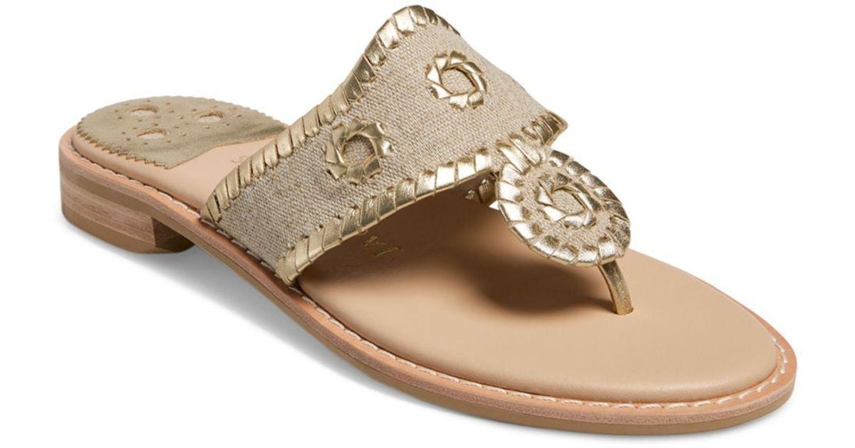 Jack Rogers Jacks Ii Linen Flat Sandals in Natural Lyst