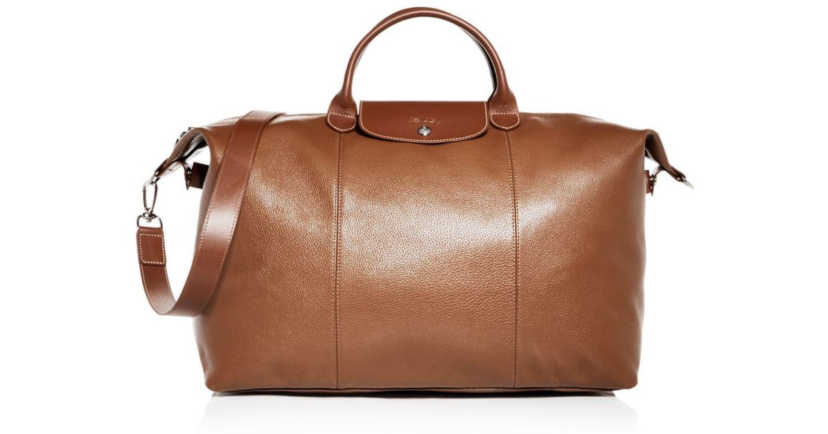Longchamp Brown Le Foulonné Leather Duffel Bag for men Longchamp Brown Le Foulonné Leather Duffel Bag for men