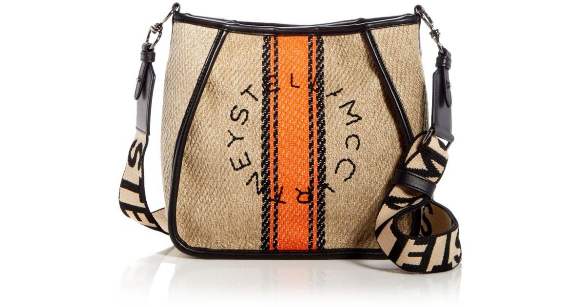 Stella McCartney Mini Linen Stirped Logo Shoulder Bag in Natural Save 7% Womens Bags Shoulder bags 