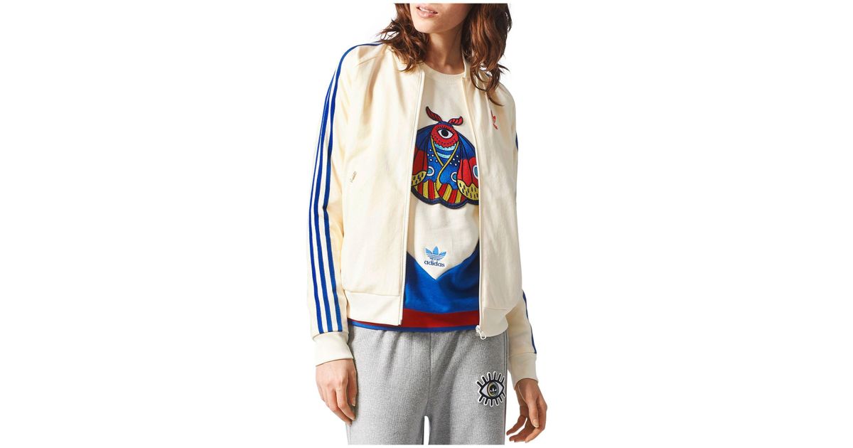 adidas Originals Embroidered Patch Track Jacket in White | Lyst