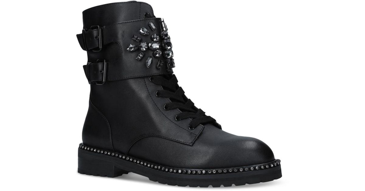Kurt Geiger Stoop Embellished Combat Boots in Black | Lyst