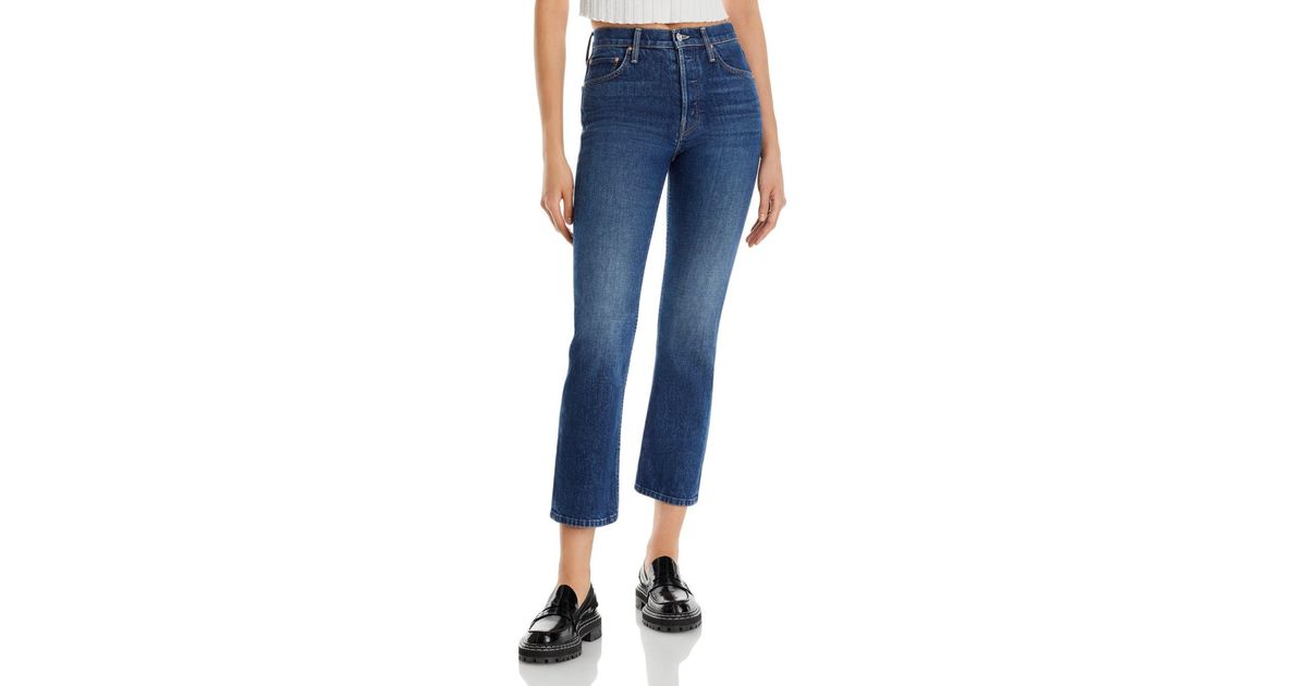 Mother The Tomcat High Rise Ankle Flare Jeans In Cannonball in Blue | Lyst