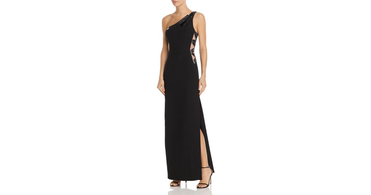 bcbgmaxazria one shoulder gown