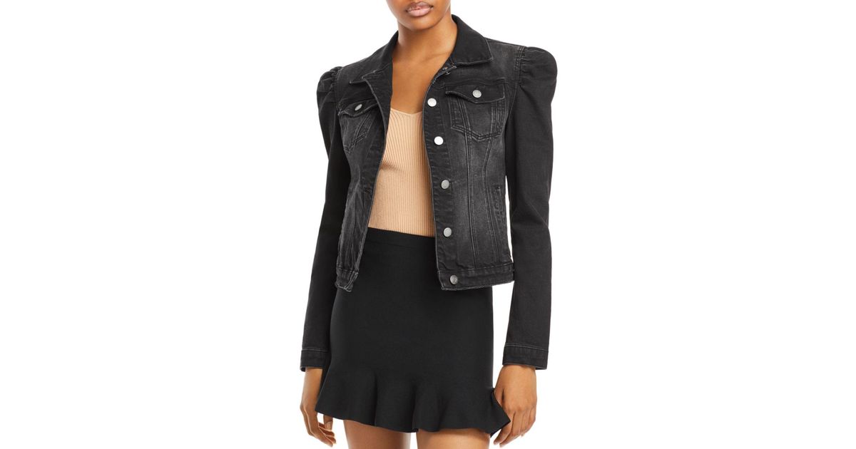 black puff sleeve denim jacket