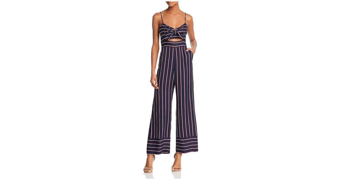 bardot striped jumpsuit