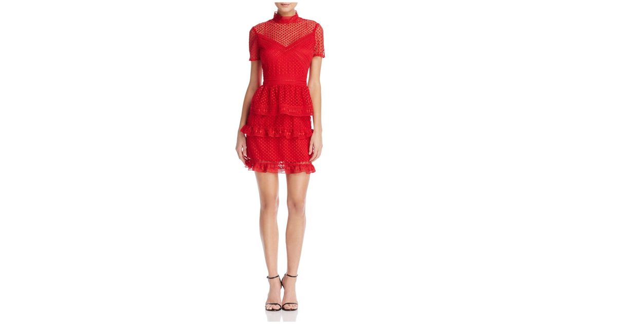 red short ruffle dress