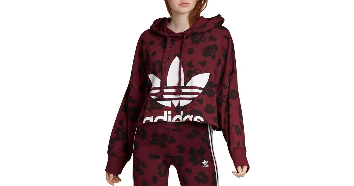 adidas maroon cropped hoodie