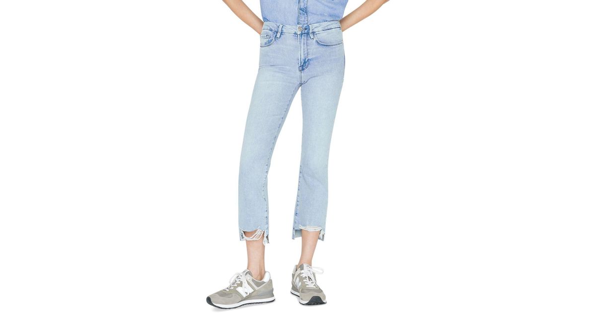 FRAME Le Crop Mini Mid Rise Bootcut Jeans In Yorba Chew in Blue | Lyst