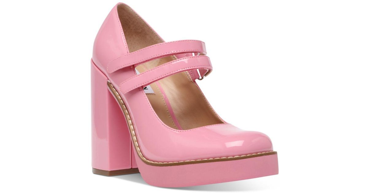 Steve Madden Synthetic Twice Mary Jane Platform Pumps in Pink Patent