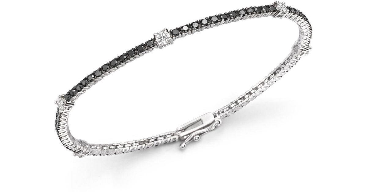Bloomingdale S Black And White Diamond Tennis Bracelet In 14k Bloomingdale S Black And White Diamond Tennis Bracelet In 14k Gold Lyst