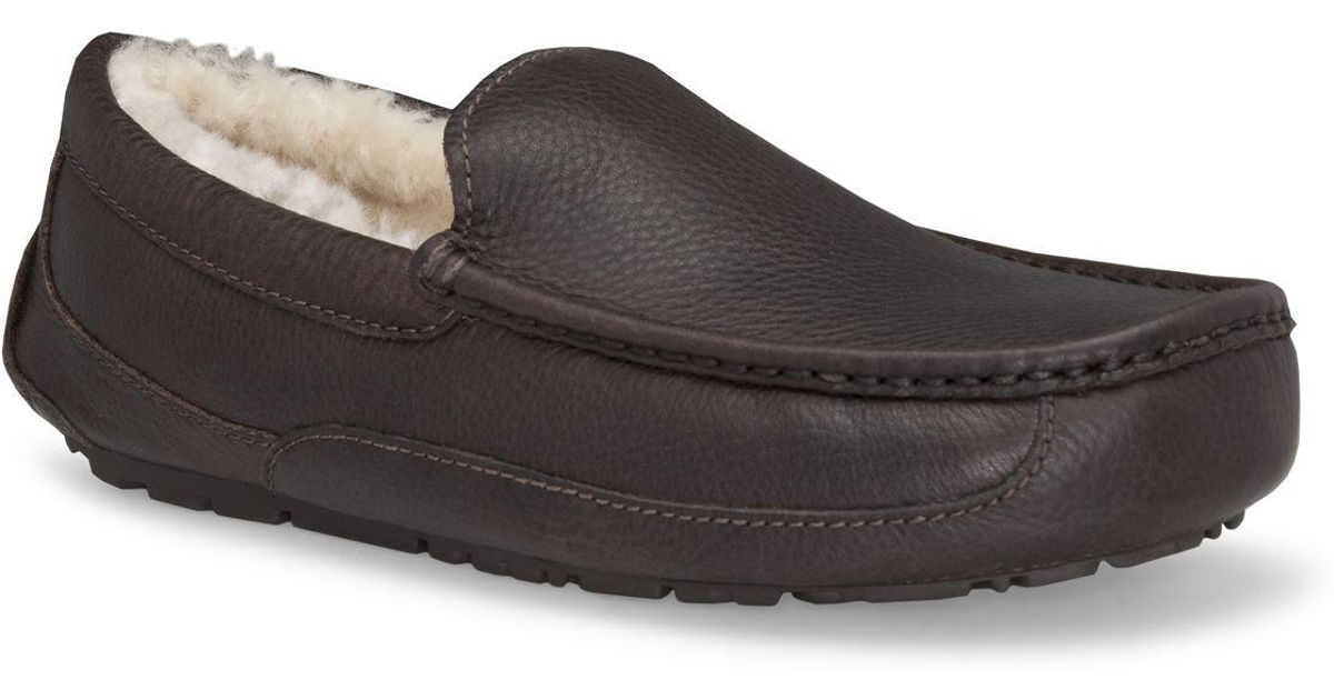 Ugg Australia Ascot Leather Slippers in Brown for Men | Lyst
