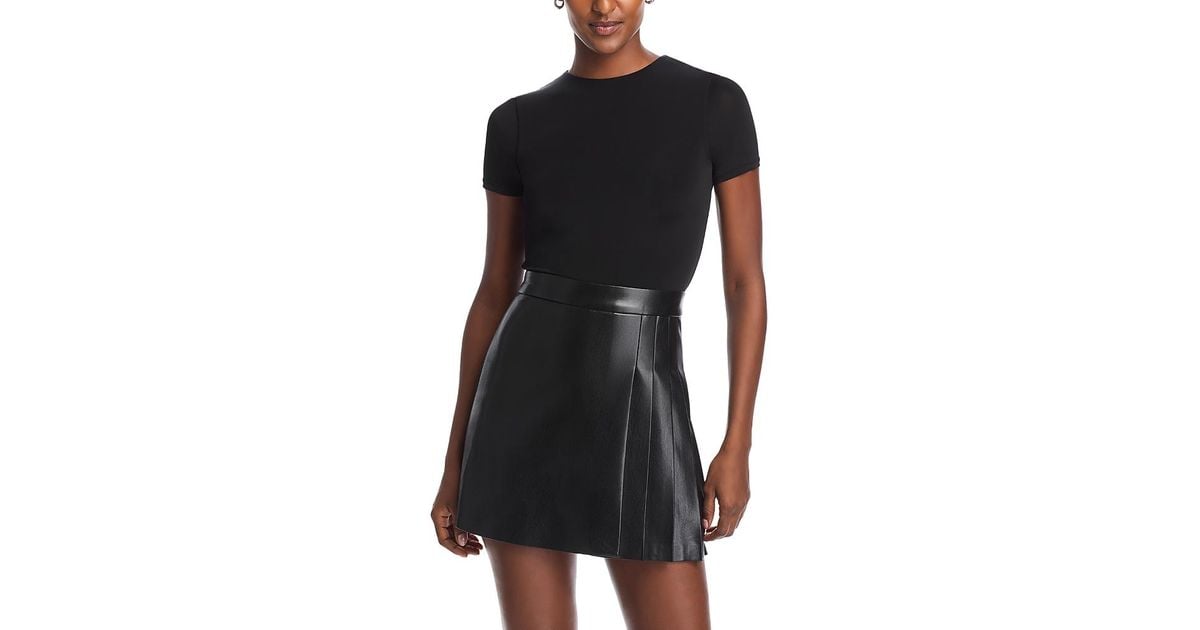 Alice+Olivia■Chara Faux Leather Short Sleeve Dress■ドレス Alice + Olivia Chara Faux Leather Short Sleeve Dress in