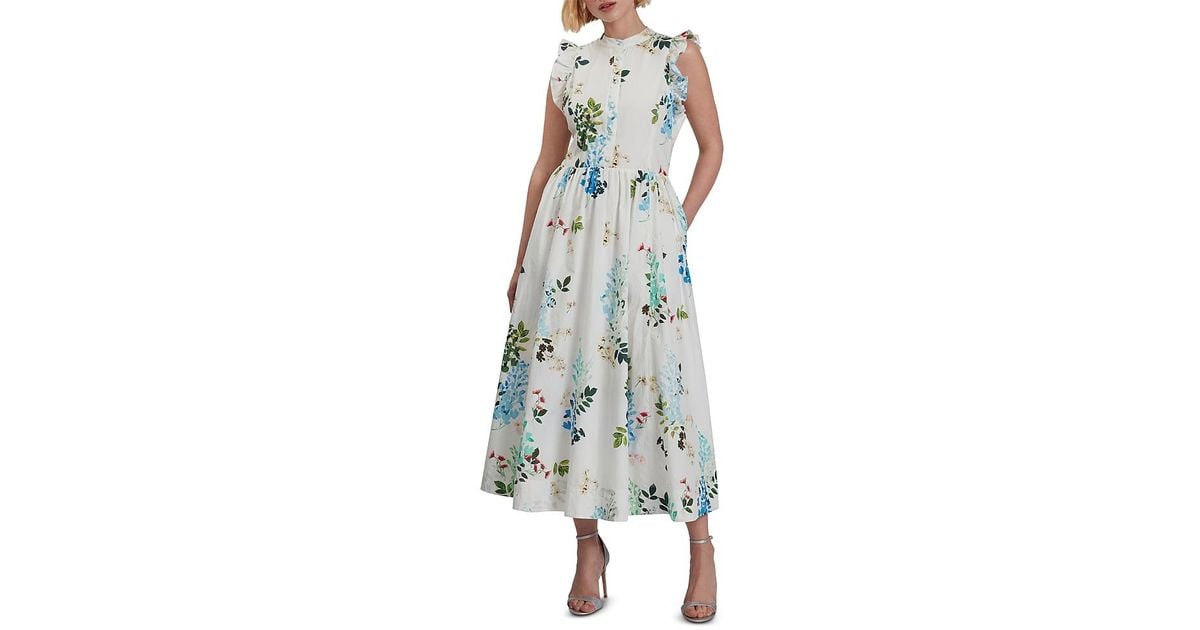 Ted Baker Giolia Floral Midi Dress in Blue | Lyst
