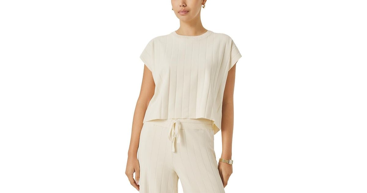 Splendid Top Splendid Spl X Cj Wide Rib Knit Top in White | Lyst