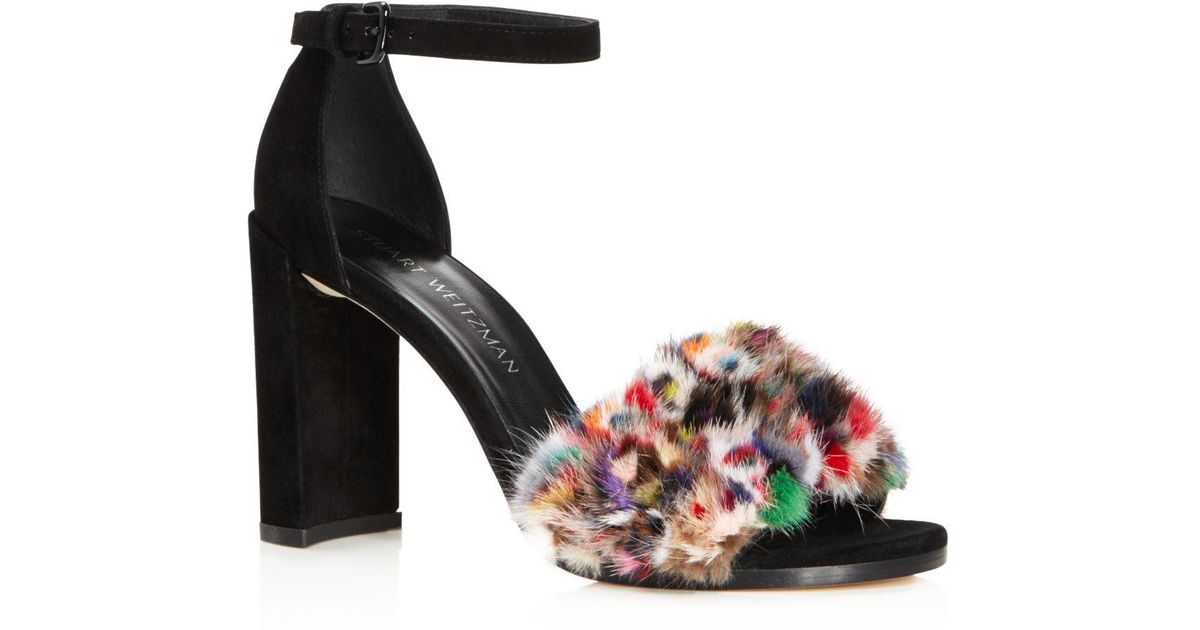 stuart weitzman fur sandals