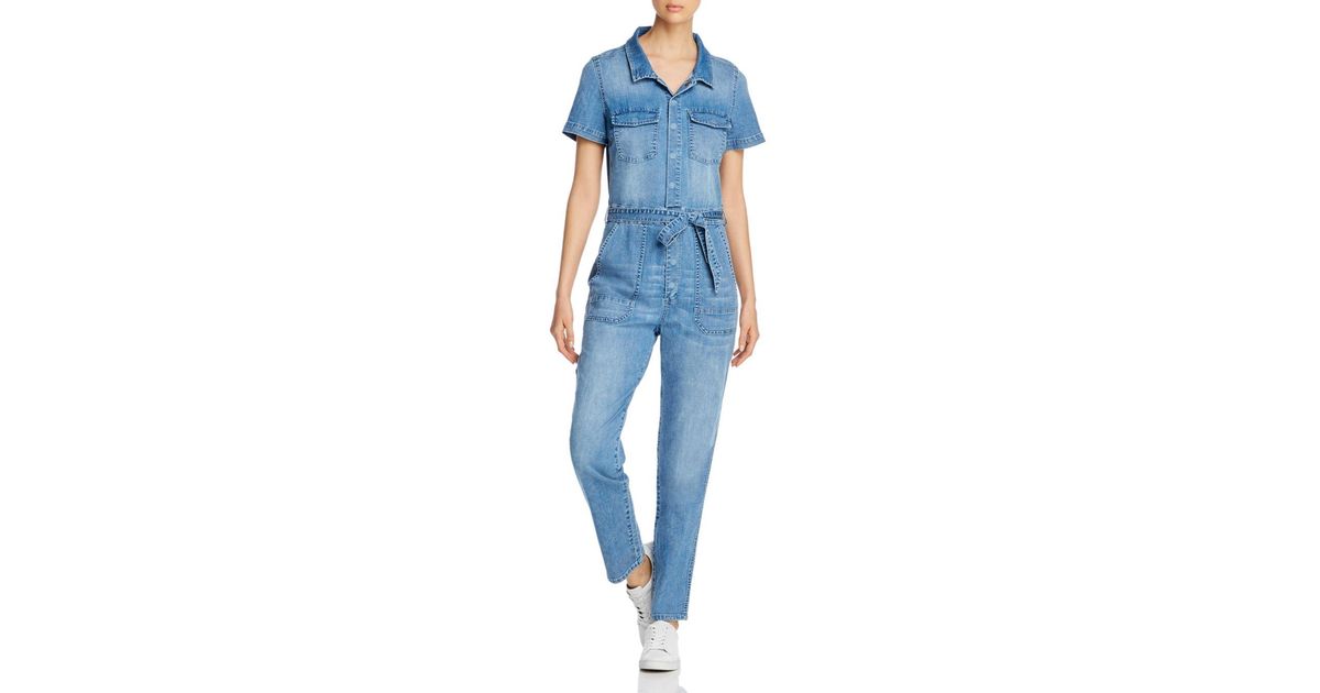 short sleeve jean jumpsuit
