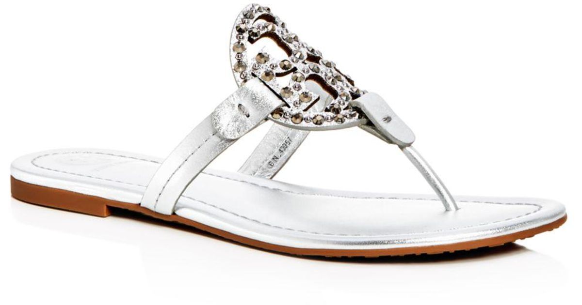 tory burch women's miller embellished thong sandals