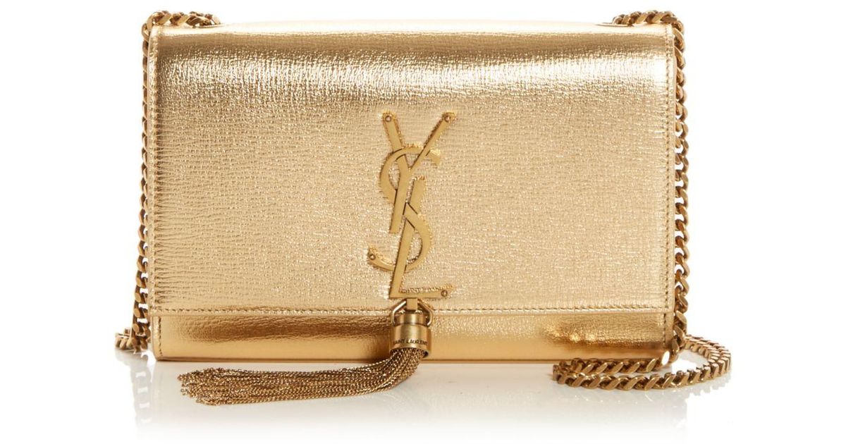 Saint Laurent Kate Small Leather Crossbody in Gold/Gold (Metallic) | Lyst