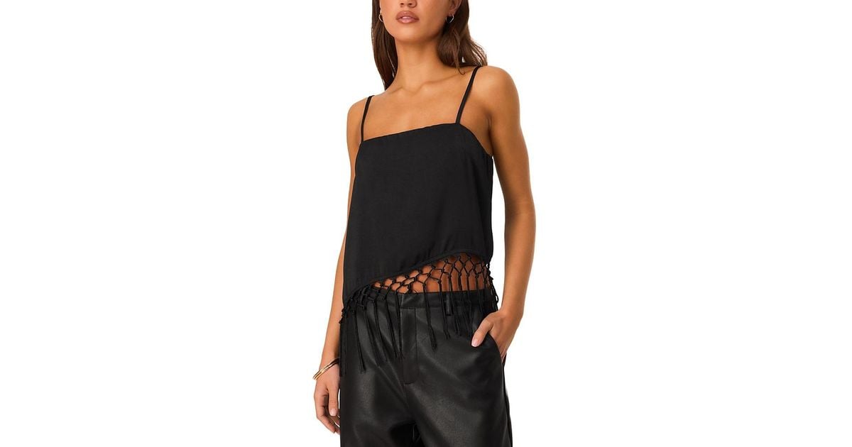 SNDY'S Pim Fringe Cropped Square Neck Camisole in Black | Lyst