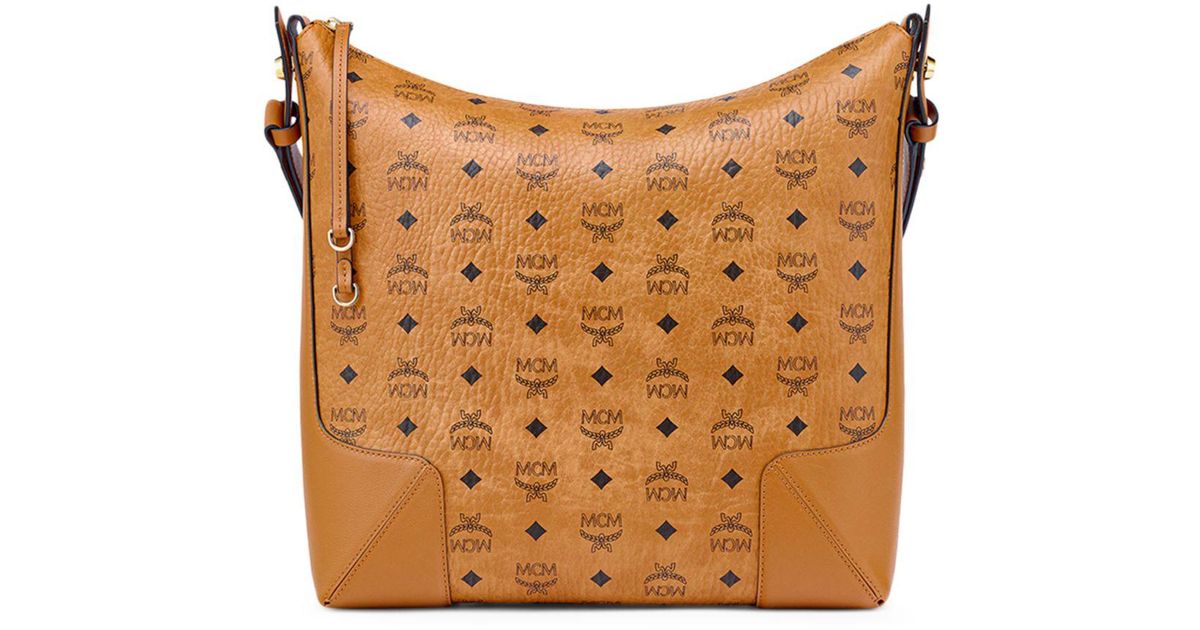 MCM Synthetic Klara Visetos Large Hobo Bag in Cognac/Gold (Brown) Lyst