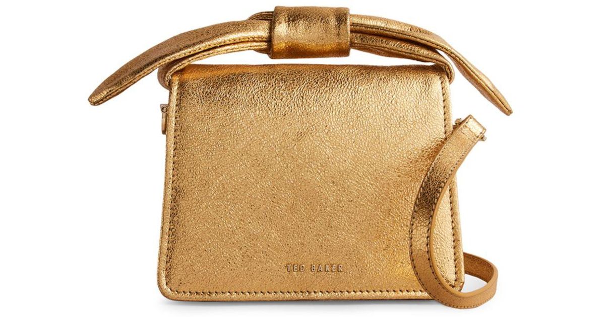 Ted Baker Niasini Bow Detail Metallic Leather Crossbody Lyst