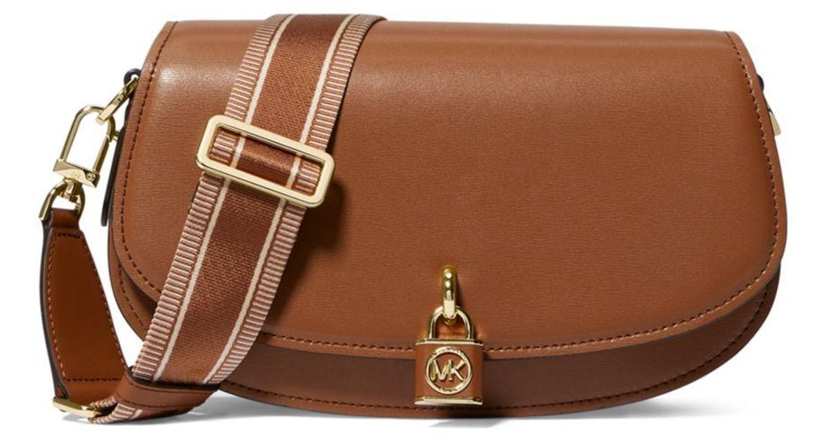 MICHAEL Michael Kors Mila East West Medium Leather Messenger Bag in Brown Lyst