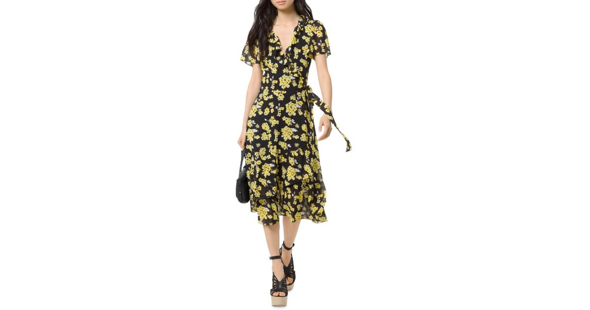 michael kors floral print midi dress