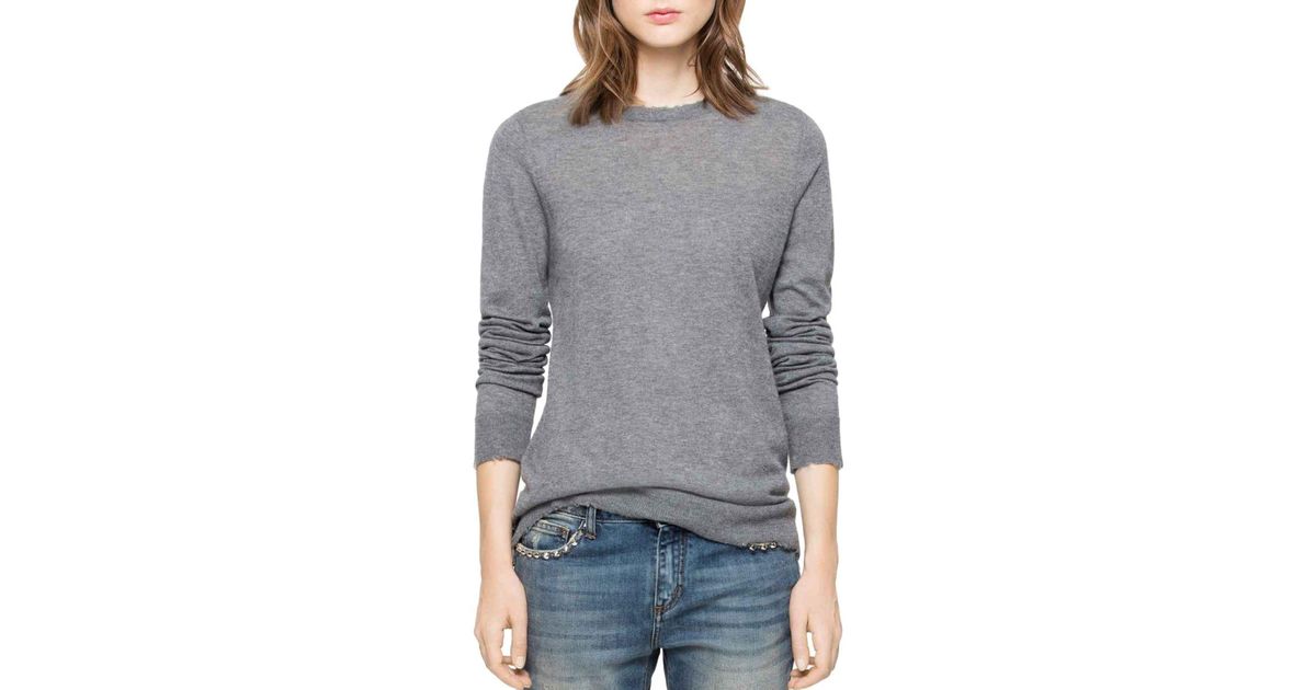 Zadig & Voltaire Miss Cashmere Sweater in Light Gray (Gray) - Lyst