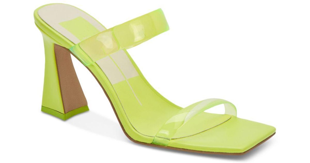 Dolce Vita Novah Square Toe High Heel Slide Sandals in Green | Lyst